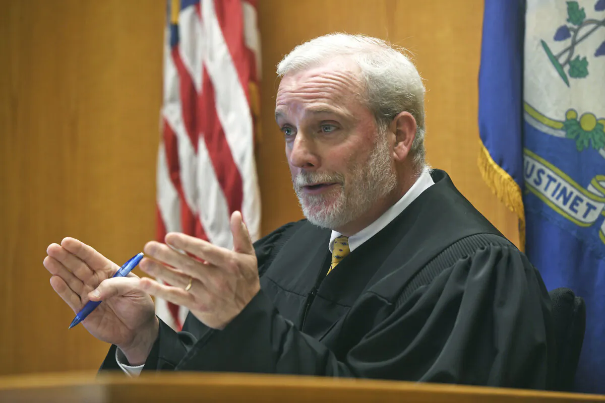 Connecticut Superior Court Judge William Clark in Bridgeport, Conn., on Sept. 25, 2023. (Ned Gerard/Pool/Hearst Connecticut Media via AP)
