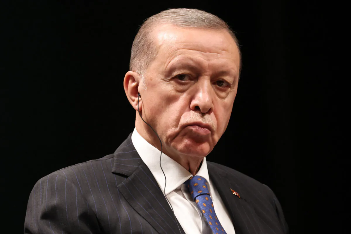 Turkish President Recep Tayyip Erdogan looks on during a joint press conference with the Turkmenistan's president after their meeting at the Presidential Complex in Ankara on Oct. 26, 2023. (Adem Altan/AFP via Getty Images)