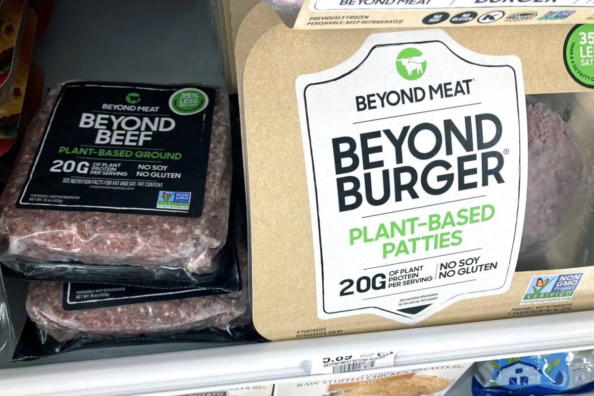 A selection of Beyond Meat products are displayed in a cooler at grocery store in Orlando, Fla., on May 3, 2021. (John Raoux/AP Photo)