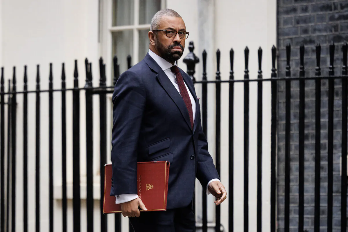 James Cleverly, secretary of state for Foreign, Commonwealth and Development Affairs arrives for a cabinet meeting at 10 Downing Street in London, England, on Oct. 17, 2023. (Dan Kitwood/Getty Images)