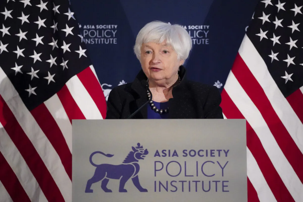 Treasury Secretary Janet Yellen speaks at an event on the Biden Administration’s economic strategy toward the Indo-Pacific in Washington on Nov. 2, 2023. (Madalina Vasiliu/The Epoch Times)