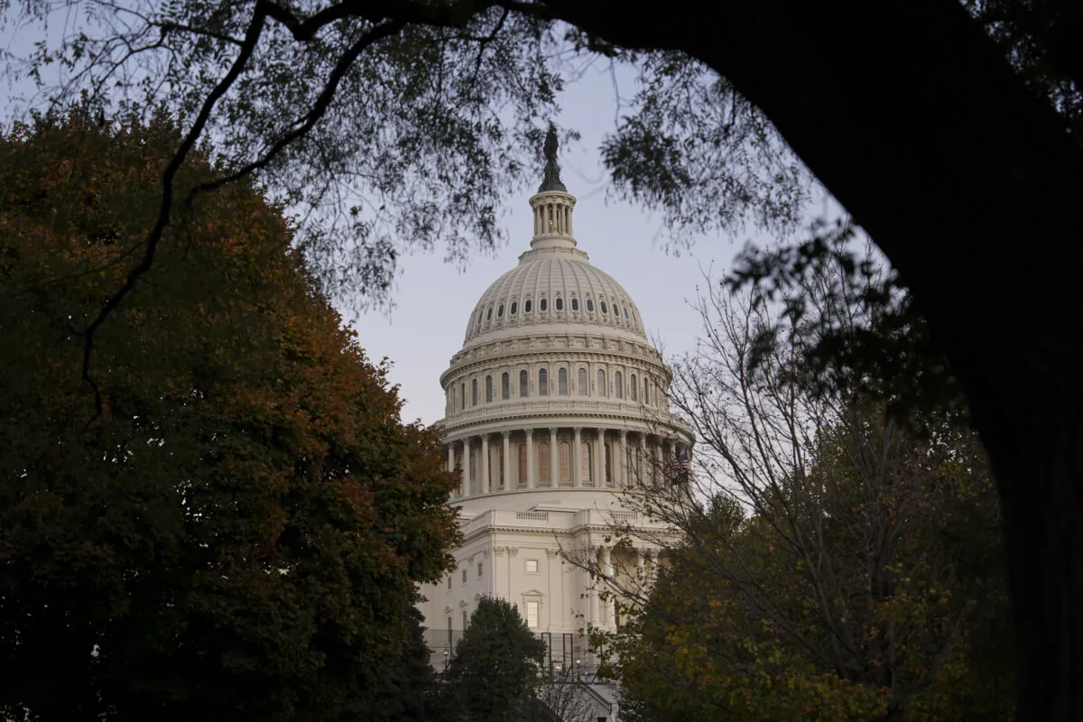 The Capitol building at sunset in Washington on Nov. 2, 2023. (Madalina Vasiliu/The Epoch Times)