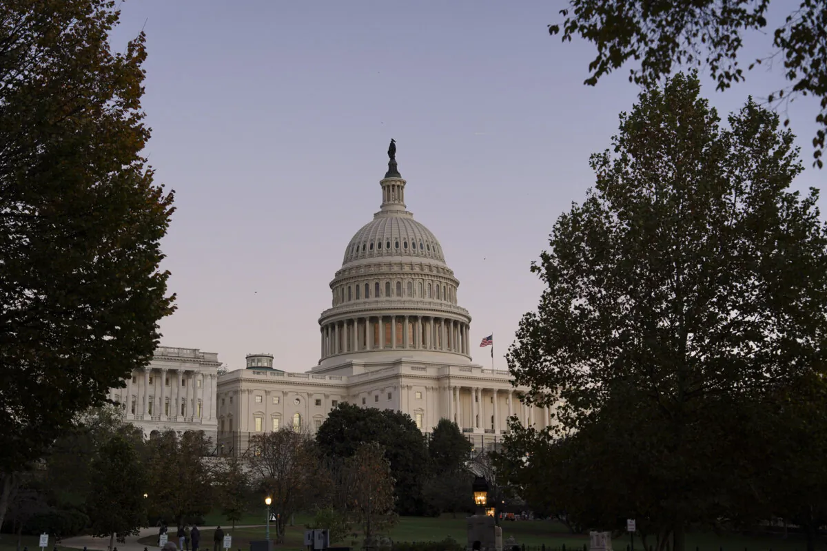 The Capitol building at sunset in Washington on Nov. 2, 2023. (Madalina Vasiliu/The Epoch Times)
