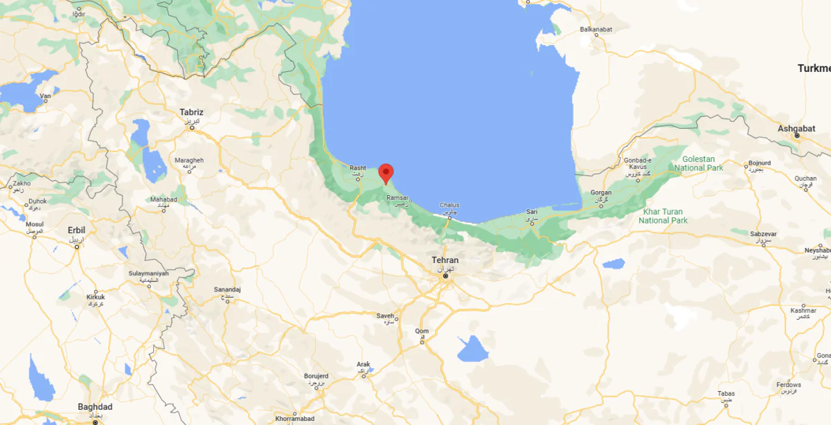 A map shows the location of Langarud in the Caspian Sea Province of Gilan, Iran, on Nov. 3, 2023. (Google Maps)