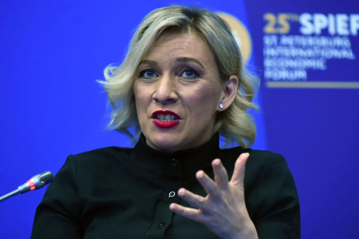 Russian Foreign Ministry spokeswoman Maria Zakharova attends the Saint Petersburg International Economic Forum (SPIEF) in Saint Petersburg on June 16, 2022. (Olga Maltseva/AFP via Getty Images)