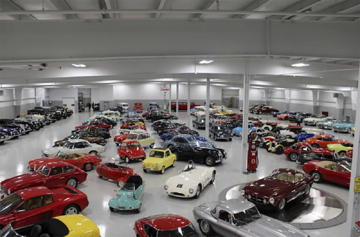 A classic car collection owned by businessman Najeeb Khan. (FBI via AP)