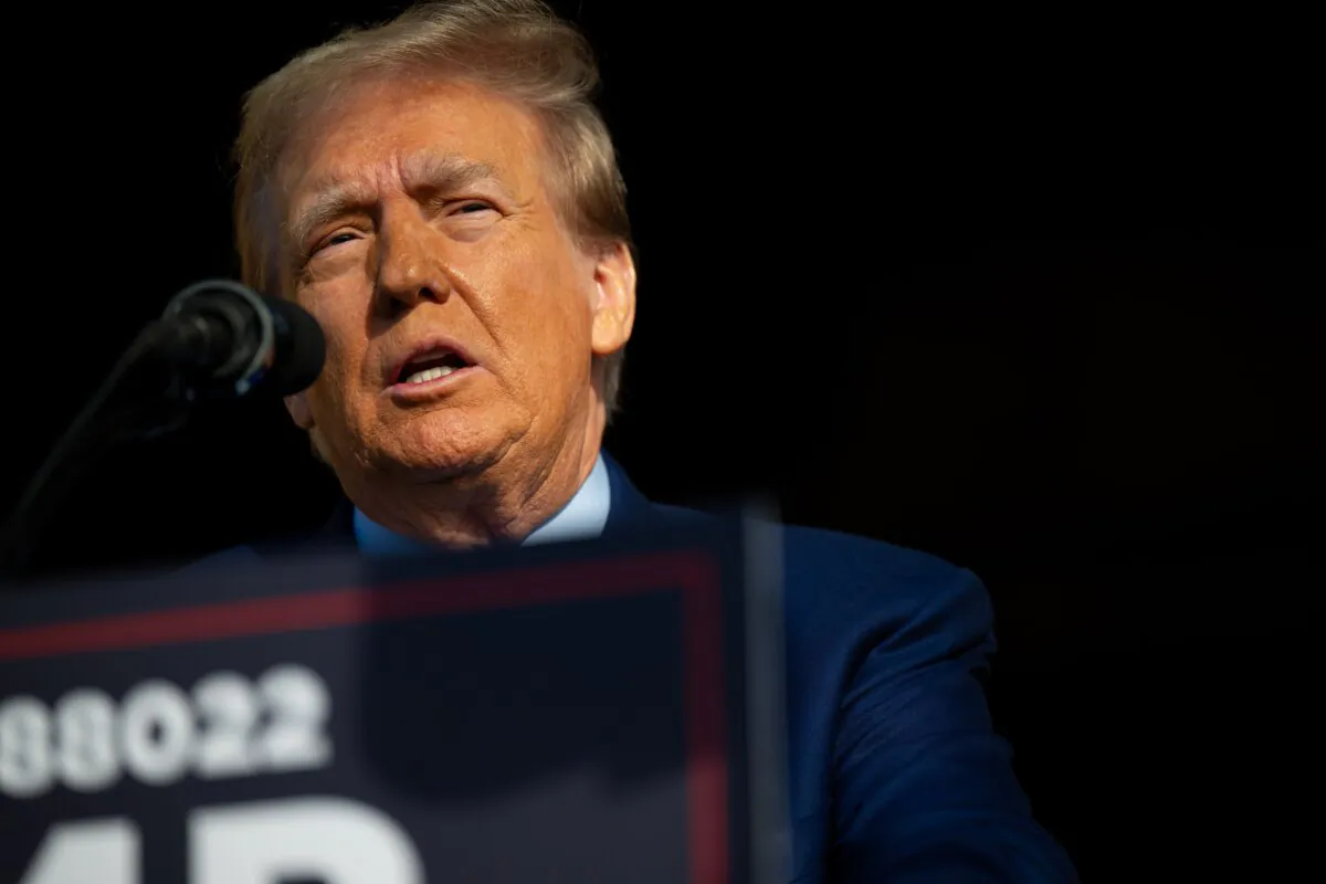 Republican presidential candidate former President Donald Trump speaks during a campaign rally at Trendsetter Engineering Inc. in Houston, Texas, on Nov. 2, 2023. (Brandon Bell/Getty Images)
