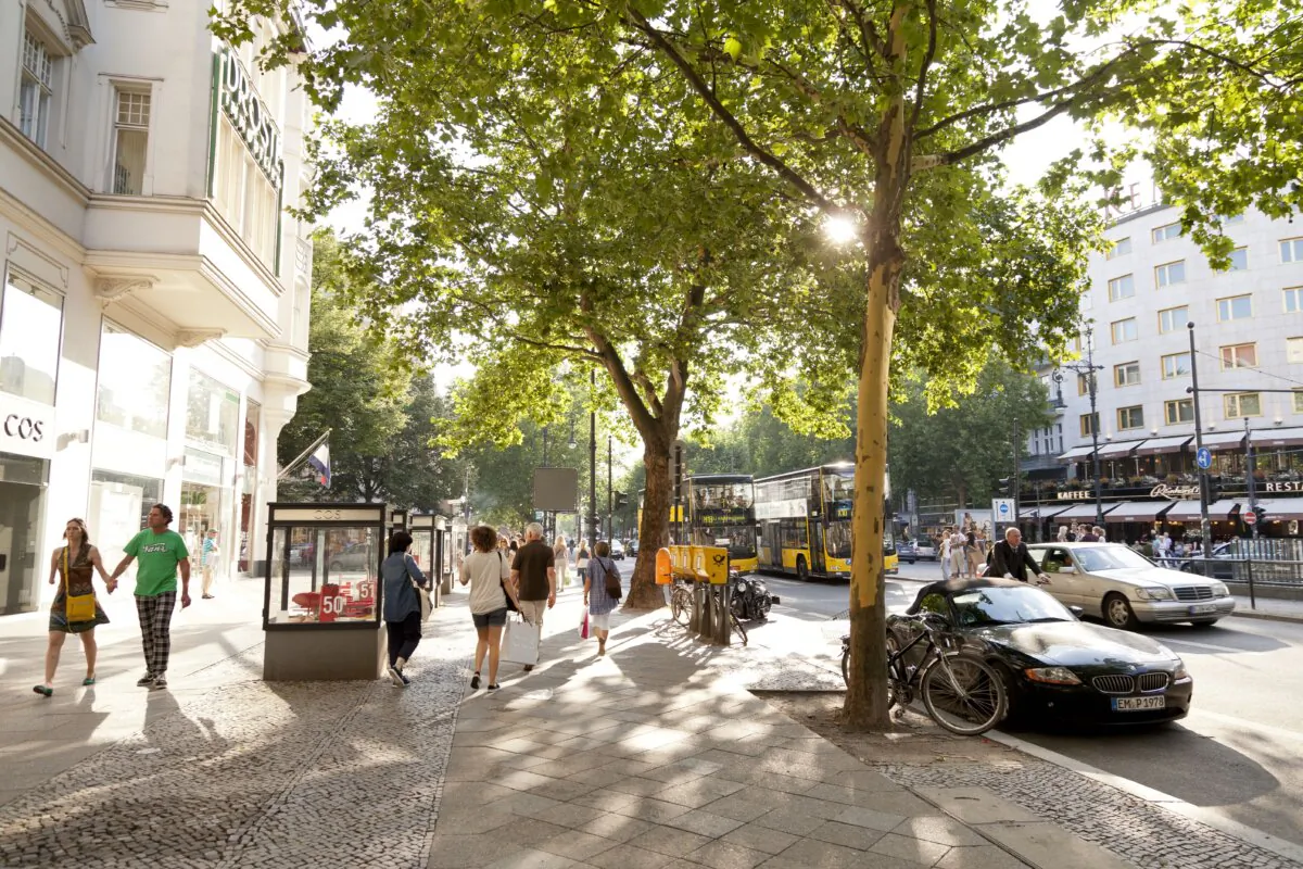 A street in Ku’damm, home to fashion store COS and the Hotel Kempinski. (Copyright Visit Berlin. Photo by Philip Koschel)