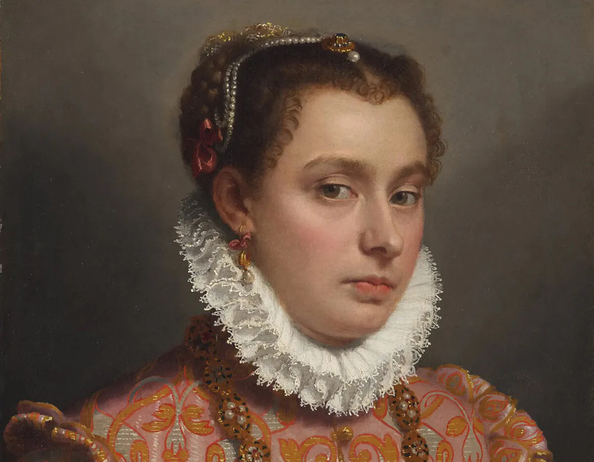 Detail from "Portrait of a Young Woman," circa 1575, by Giovanni Battista Moroni. The Frick Collection, New York City. (Public Domain)