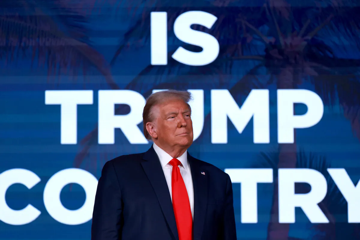 Republican presidential candidate former President Donald Trump looks on during the Florida Freedom Summit at the Gaylord Palms Resort in Kissimmee, Fla., on Nov. 4, 2023. (Joe Raedle/Getty Images)