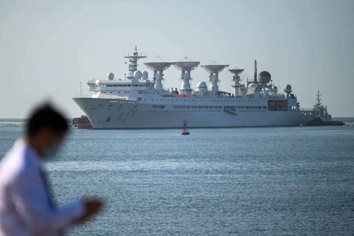 China's research and survey vessel, the Yuan Wang 5, arrives at Hambantota port on August 16, 2022. (ISHARA S. KODIKARA/AFP via Getty Images)