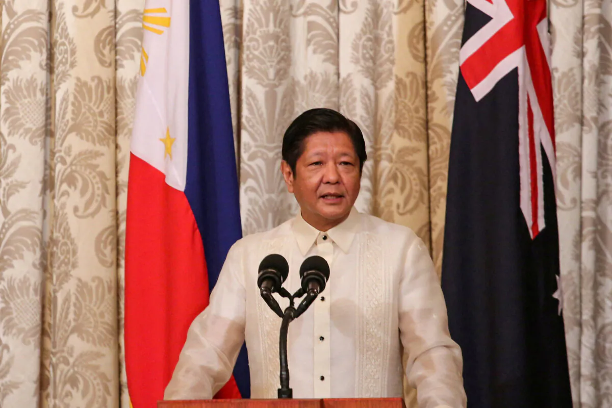 Philippine President Ferdinand Marcos Jr. speaks during a joint press statement with Australia's Prime Minister Anthony Albanese at the Malacanang Presidential Palace in Manila, Philippines on Sept. 8, 2023. (Earvin Perias/Pool via Reuters/File Photo)