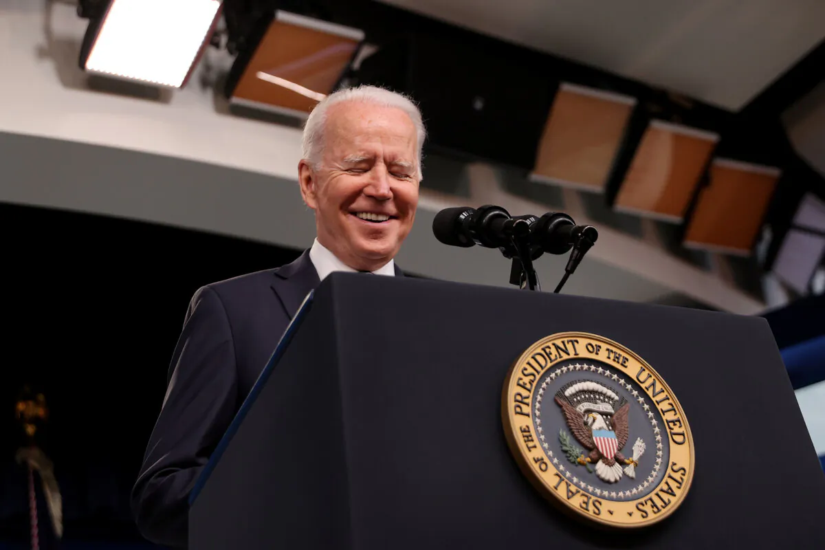 President Joe Biden delivers remarks about the June jobs report in the South Court Auditorium in the Eisenhower Executive Office Building in Washington, D.C., on July 2, 2021. (Chip Somodevilla/Getty Images)