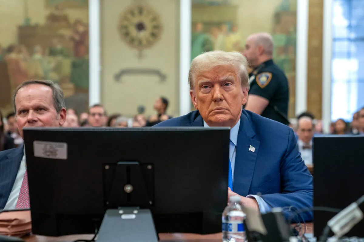 Former President Donald Trump prepares to testify during his trial in New York State Supreme Court in New York on Nov. 6, 2023. (David Dee Delgado/Getty Images)