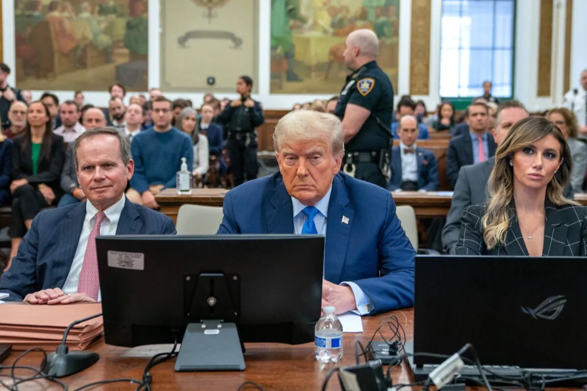 Former President Donald Trump (C) prepares to testify during his trial in New York State Supreme Court in New York City, on Nov. 6, 2023. (David Dee Delgado/Getty Images)