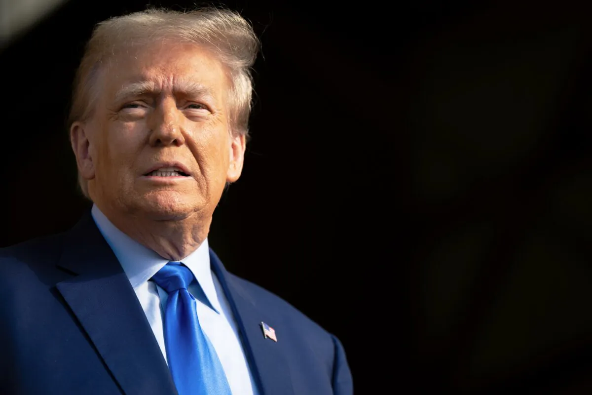 Former U.S. President Donald Trump looks on during a campaign rally at Trendsetter Engineering Inc. in Houston, Texas, on Nov. 2, 2023. (Photo by Brandon Bell/Getty Images)