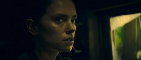 woman on the alert in THE MARSH KING'S DAUGHTER 