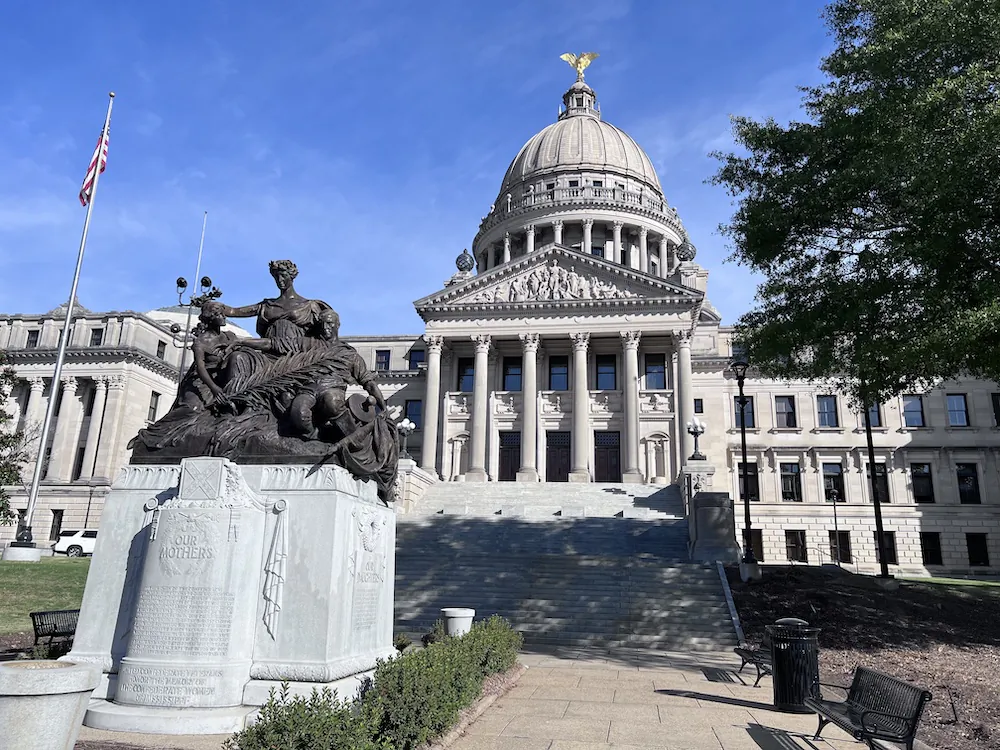 The Mississippi Capitol in Jackson, Miss., seen on Nov. 6, 2023. (Lawrence Wilson / The Epoch Times)