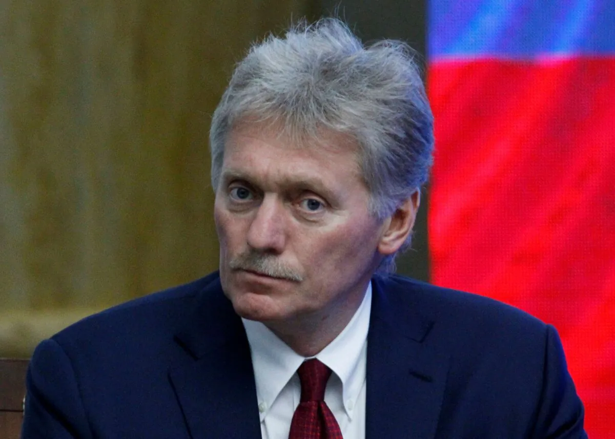 Kremlin spokesman Dmitry Peskov attends Russian-Kyrgyz talks in Bishkek, Kyrgyzstan, on Oct. 12, 2023. (Vladimir Pirogov/Reuters)