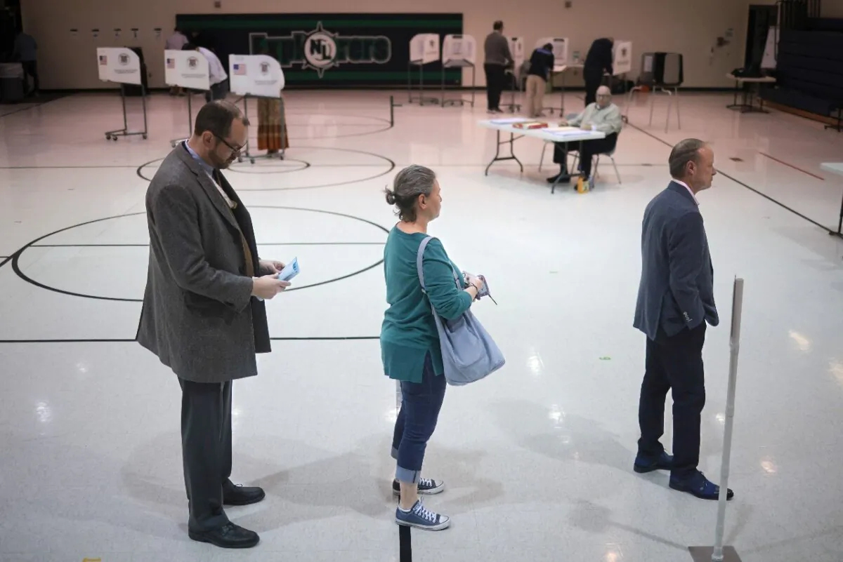 Virginia voters line up to cast their ballots at Newton-Lee Elementary School in Ashburn, Va., on Nov. 7, 2023. (Win McNamee/Getty Images)