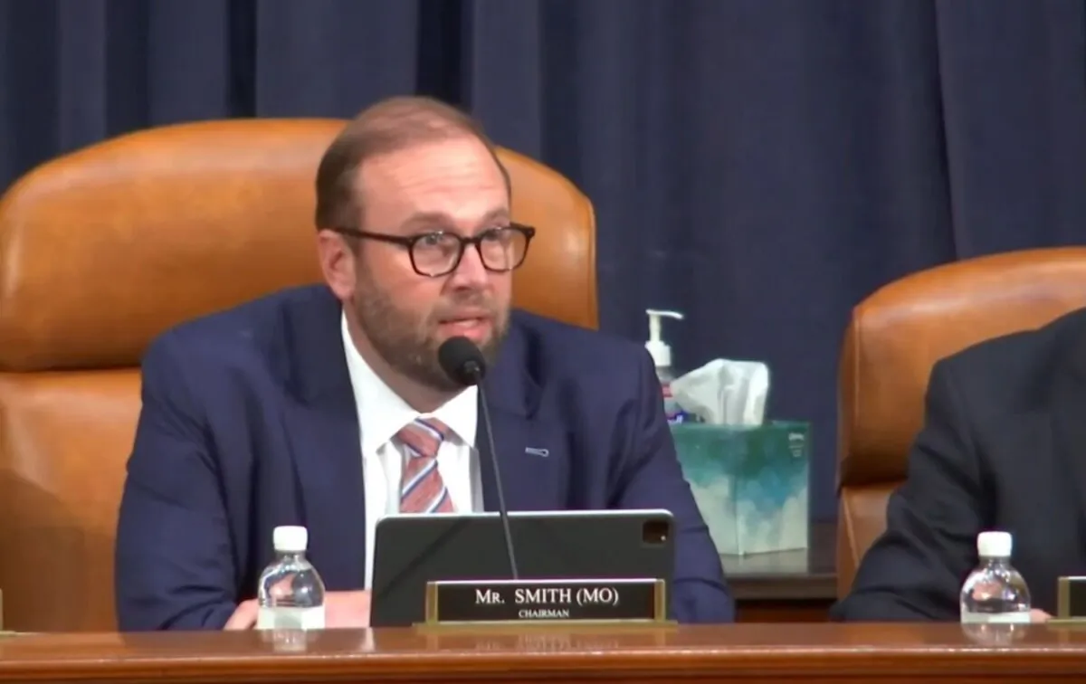 Rep. Jason Smith (R-Mo.), chairman of the House Ways and Means Committee, in a hearing titled “Ensuring that ‘Woke’ Doesn’t Leave Americans Broke: Protecting Seniors and Savers from ESG Activism” in Washington on Nov. 7, 2023. (NTD)