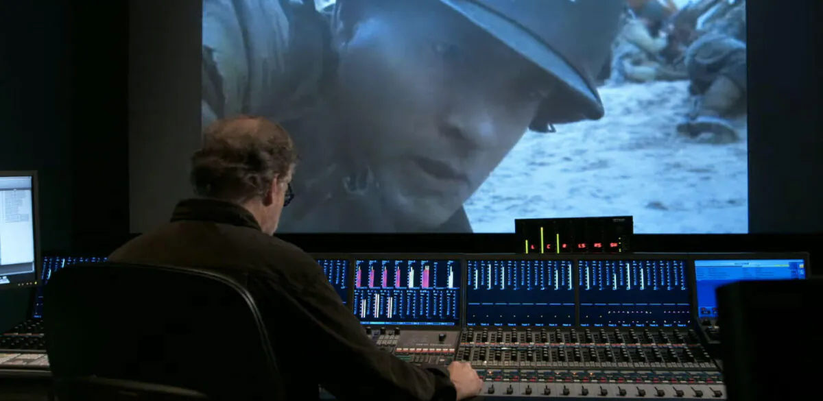A sound engineer does sound design for "Saving Private Ryan" in a scene in the documentary "Making Waves: The Art of Cinematic Sound." (GoodMovies Entertainment
