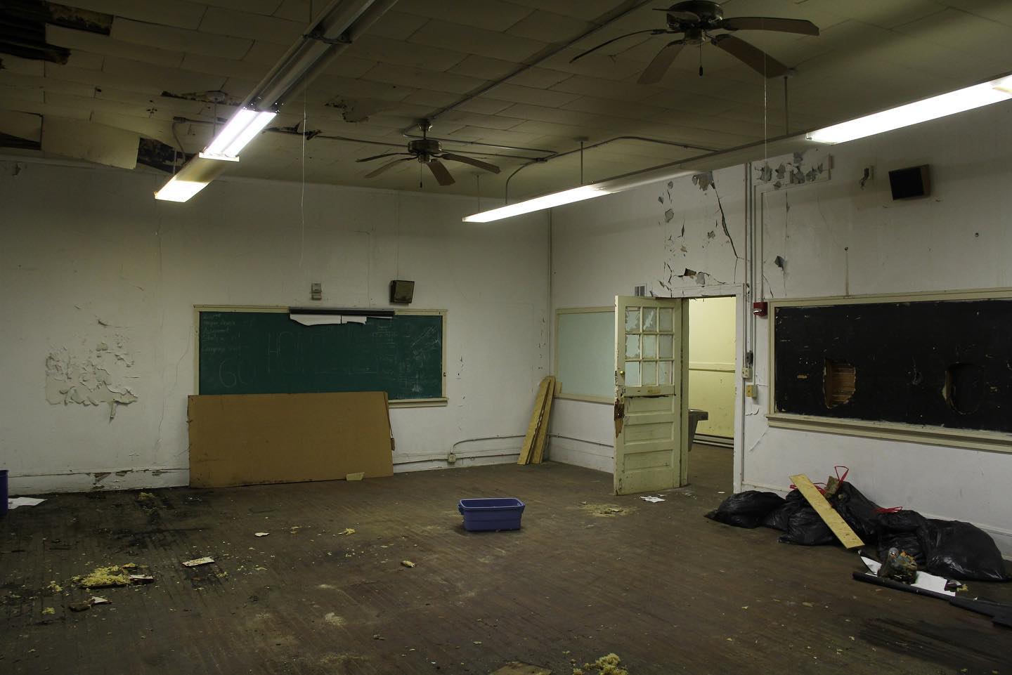 The interiors of the schoolhouse before the transformation began. 