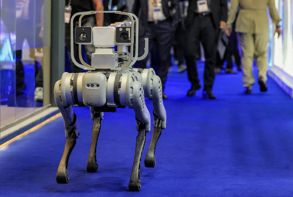 A dog-shaped robot is presented at a demonstration during the World police Summit 2023 in Dubai on March 7, 2023. (Karim Sahib/AFP via Getty Images)