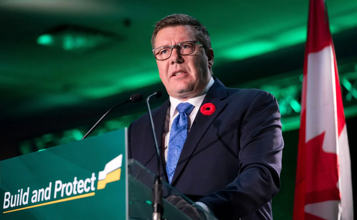 Saskatchewan Premier Scott Moe speaks during the Saskatchewan Party Convention in Regina on Nov. 4, 2023. (The Canadian Press/Heywood Yu)