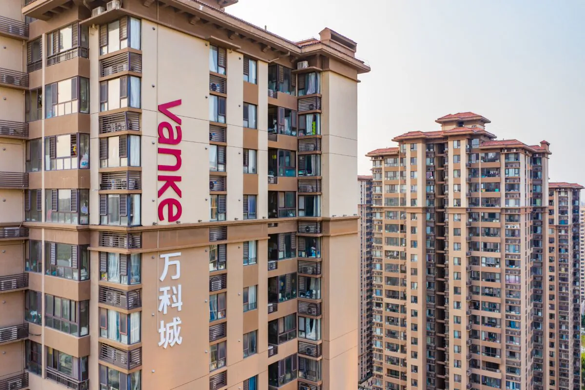 This aerial photograph taken on August 30, 2023 shows a residential complex built by Chinese real estate developer Vanke in Zhengzhou, in China's central Henan province. (Photo by AFP) (Photo by -/AFP via Getty Images)