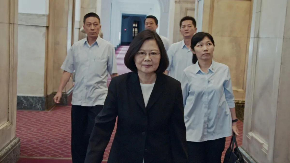 President Tsai Ing-wen (front center) in the documentary “Invisible Nation.” (Double Hope Production)