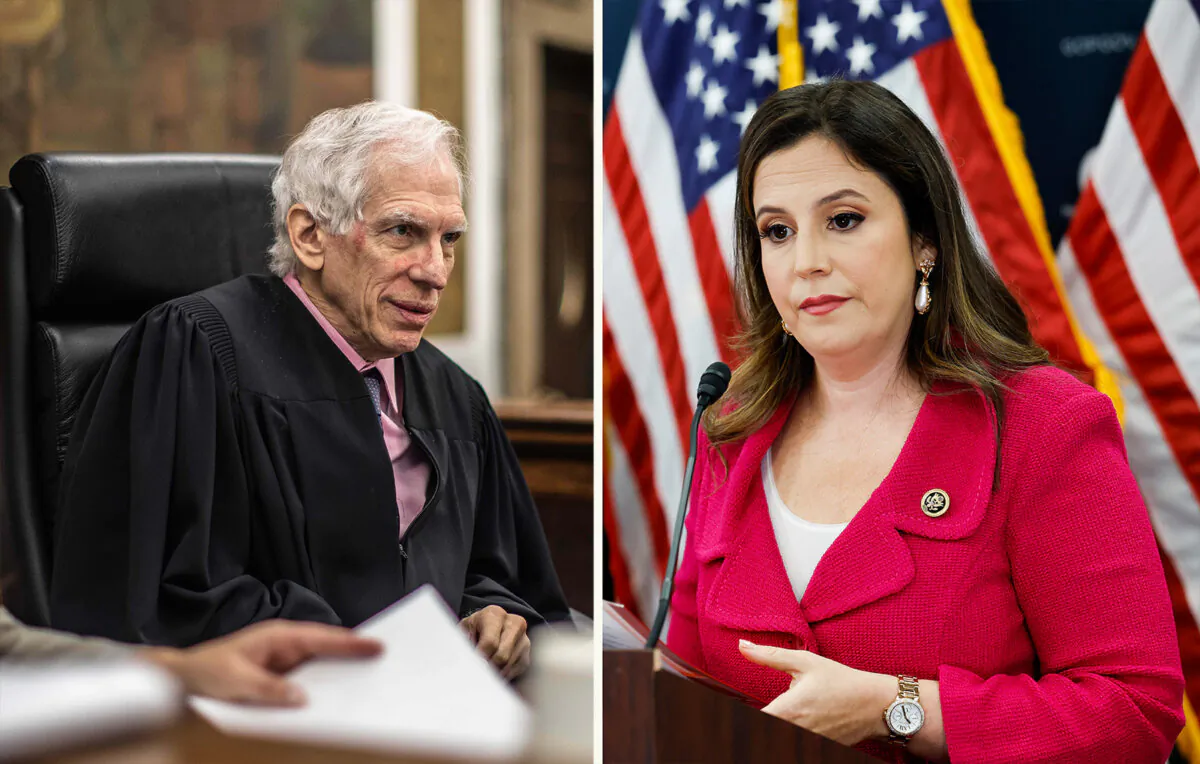 (Left) New York Supreme Court Judge Arthur Engoron on Oct. 3, 2023. (Dave Sanders/Pool Photo via AP); (Right) House Republican Conference Chair Rep. Elise Stefanik (R-N.Y.). on Sept. 13, 2023. (Anna Moneymaker/Getty Images)