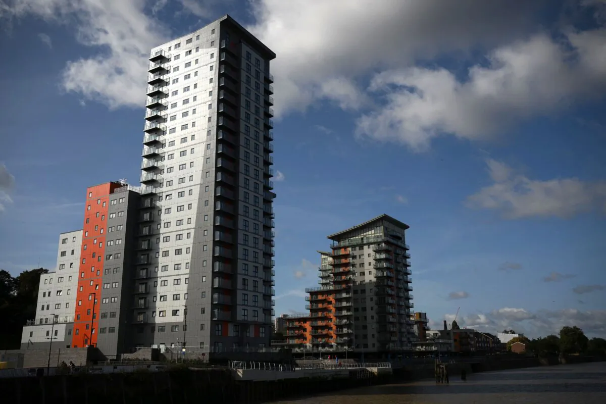 Residential flats and apartments are pictured in Woolwich, south east London on Sept. 29, 2023. (Daniel Leal/AFP via Getty Images)