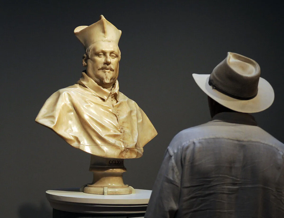 A marble bust of Cardinal Scipione Borghese by Italian sculptor Gian Lorenzo Bernini. (Gabriel Bouys/Getty Images)