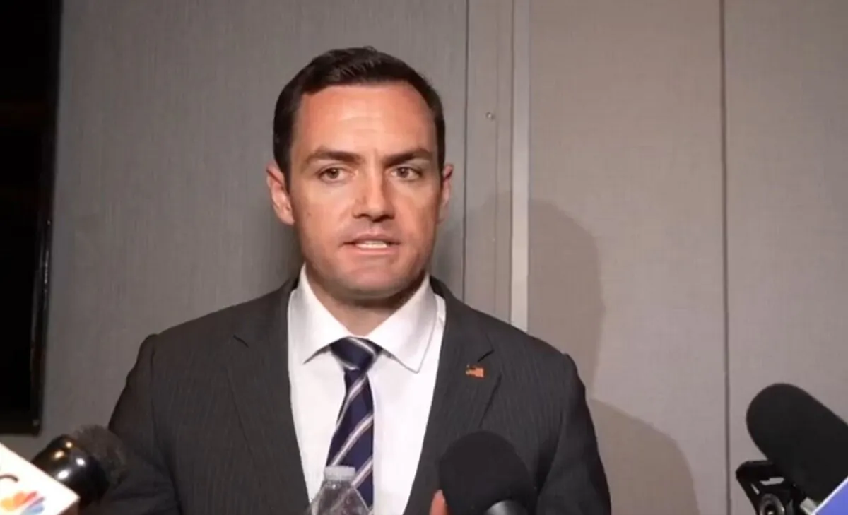 Rep. Mike Gallagher (R-Wis.) in a still from video released by NTD on Nov. 11, 2023. (NTD)