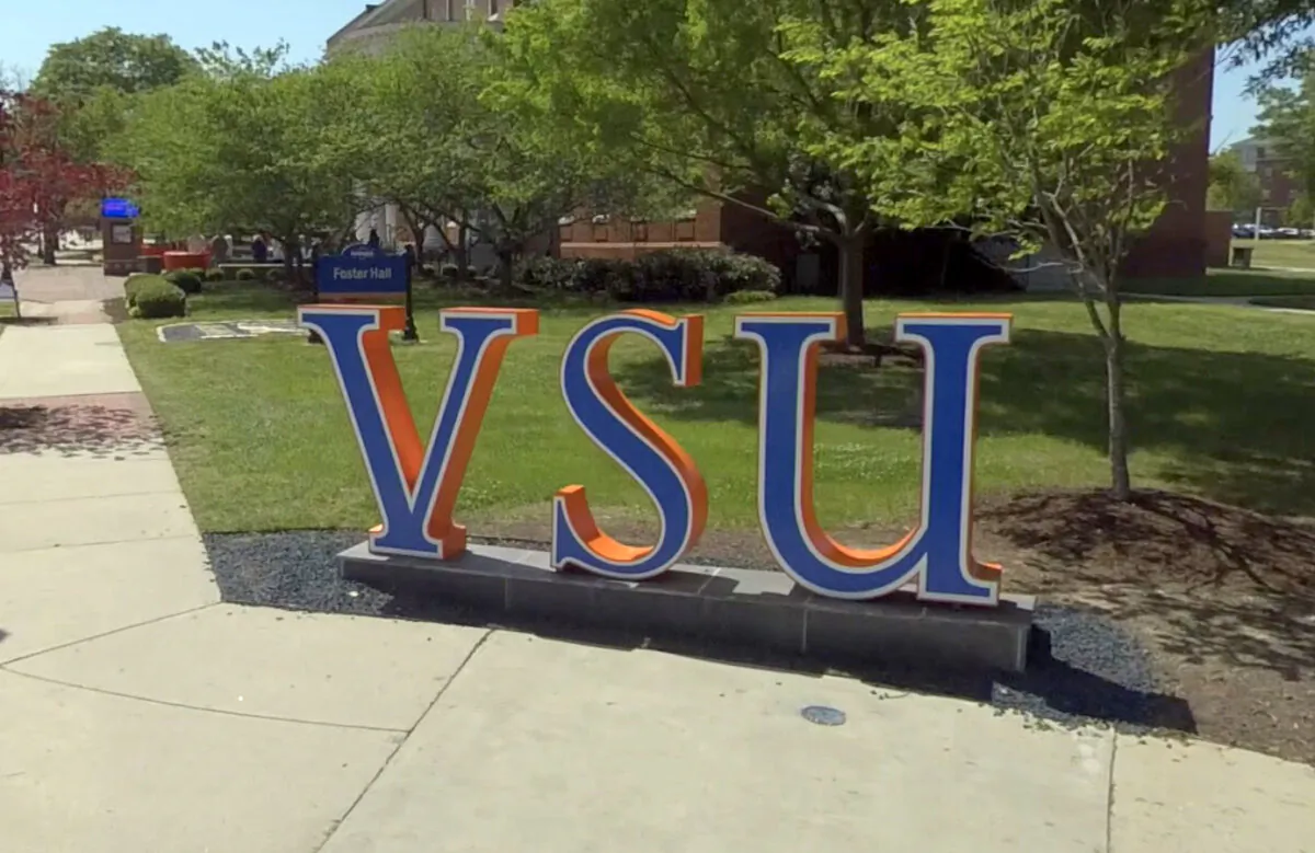 Signage at Virginia State University in Petersburg, Va., in April 2022. (Google Maps/Screenshot via The Epoch Times)