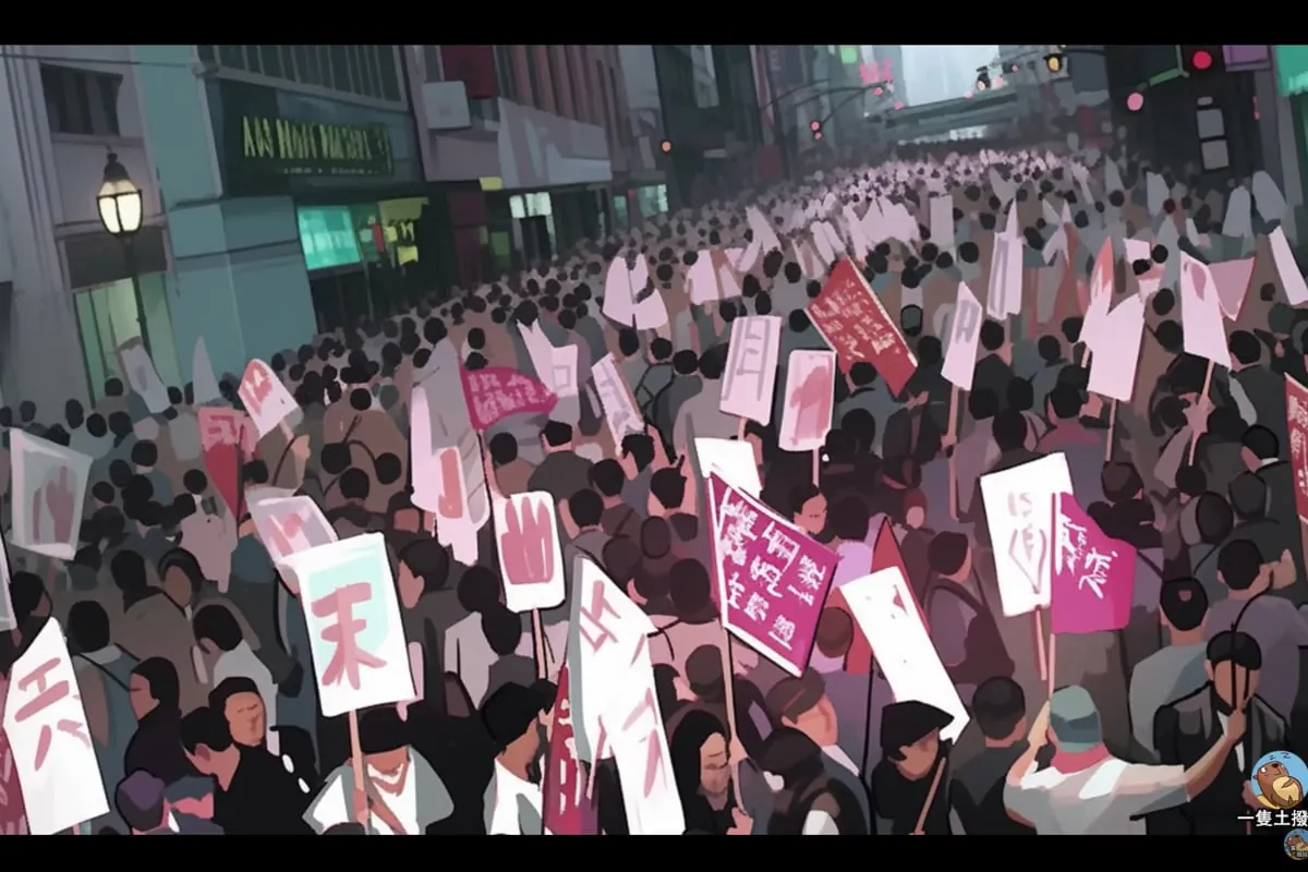 The film recreates multiple scenes of the anti-extradition movement in Hong Kong in 2019. (Screenshot from "Cyber Rogue 2077" video)