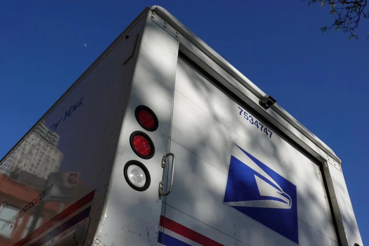 A United States Postal Service (USPS) mail delivery truck in Queens, New York on May 9, 2022. (Andrew Kelly/Reuters)