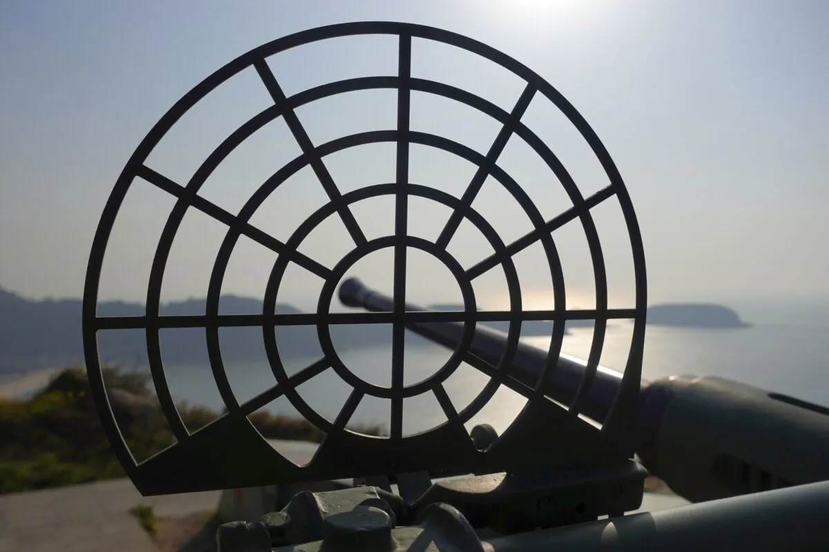 An antiquated 40mm anti-air gun points towards sea at the observation deck on Beigan, part of Matsu Islands, Taiwan, on March 5, 2023. Just 10km away from mainland China at its closest, Matsu became a fortress and frontline of defense for the Nationalists who had retreated to Taiwan in 1949 after losing to the Communist Party in a civil war. (Johnson Lai/AP Photo)