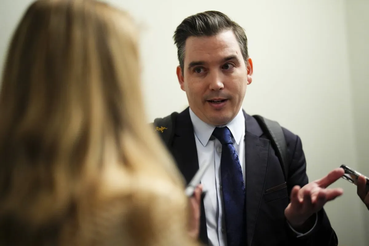 Citizens' Services Minister Terry Beech talks to a reporter as he arrives at a cabinet meeting on Parliament Hill in Ottawa on Sept. 19, 2023. (The Canadian Press/Sean Kilpatrick)