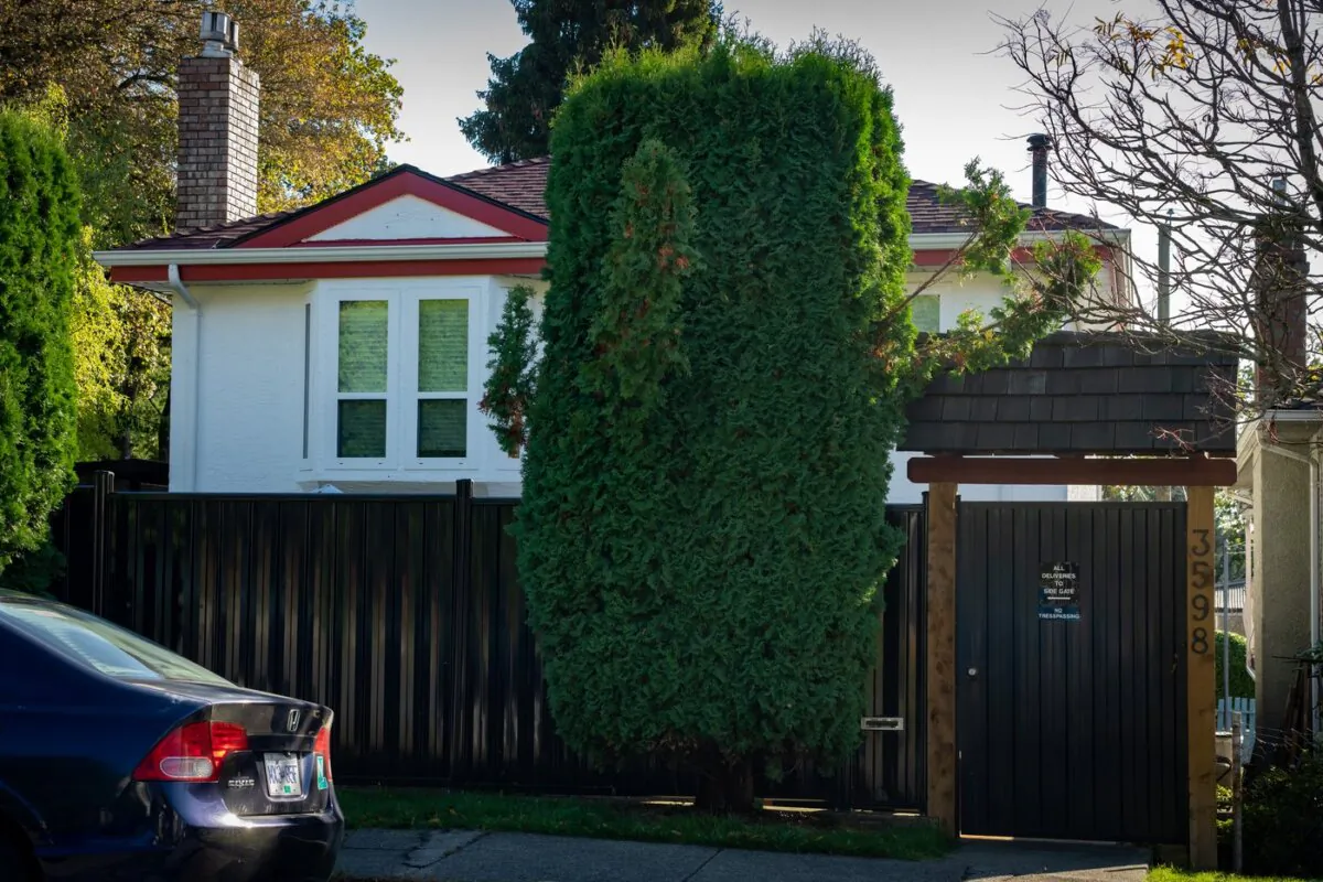 The Hells Angels Vancouver clubhouse is pictured on Oct. 25, 2023. (The Canadian Press/Ethan Cairns)