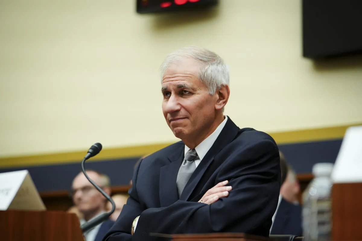 Martin Gruenberg, chairman of the Federal Deposit Insurance Corporation, testifies before the House Financial Services Committee in Washington on Nov. 15, 2023. (Madalina Vasiliu/The Epoch Times)