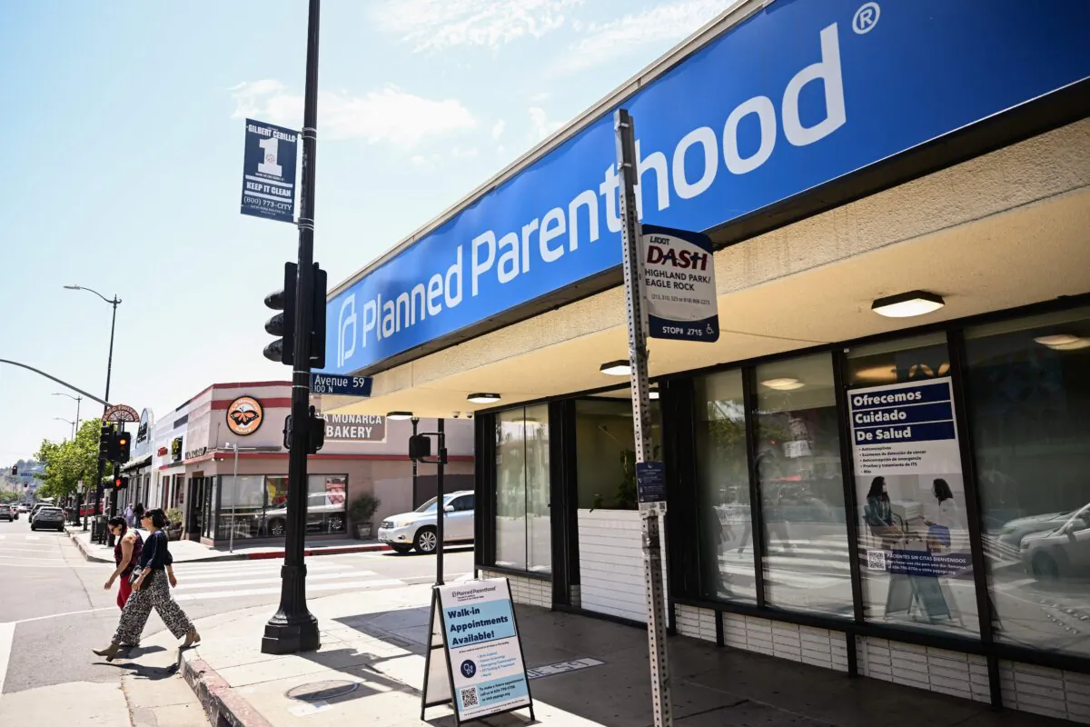 Planned Parenthood signage is displayed outside of a health care clinic in Los Angeles, Calif., on May 16, 2023. (Patrick T. Fallon/AFP/Getty Images)