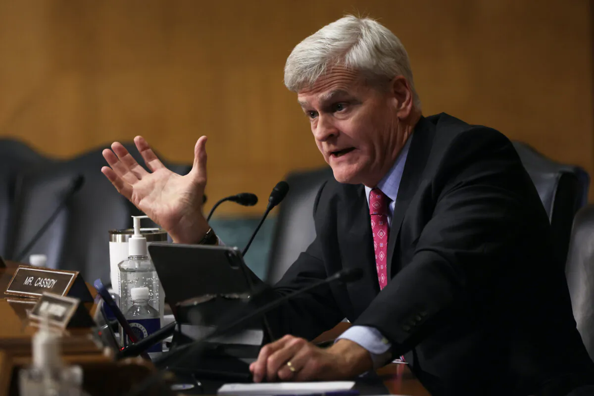 U.S. Sen. Bill Cassidy (R-La.) speaks during a hearing before Senate Finance Committee at Dirksen Senate Office Building on Capitol Hill in Washington on June 7, 2022. (Alex Wong/Getty Images)