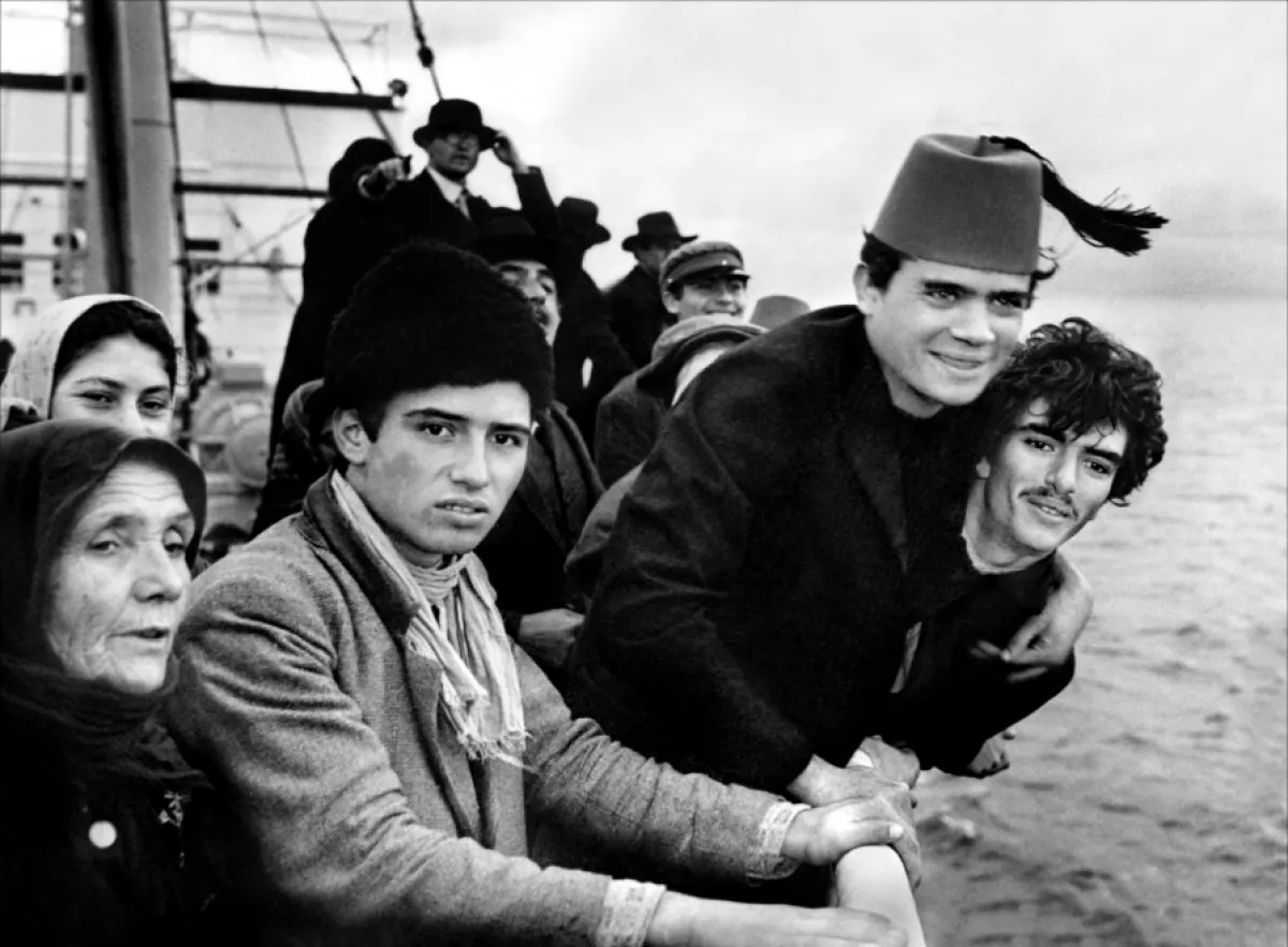 Stavros Topouzoglou (Stathis Giallelis, C) and Hohannes (Gregory Rozakis, R), in "America America." (Warner Bros.)