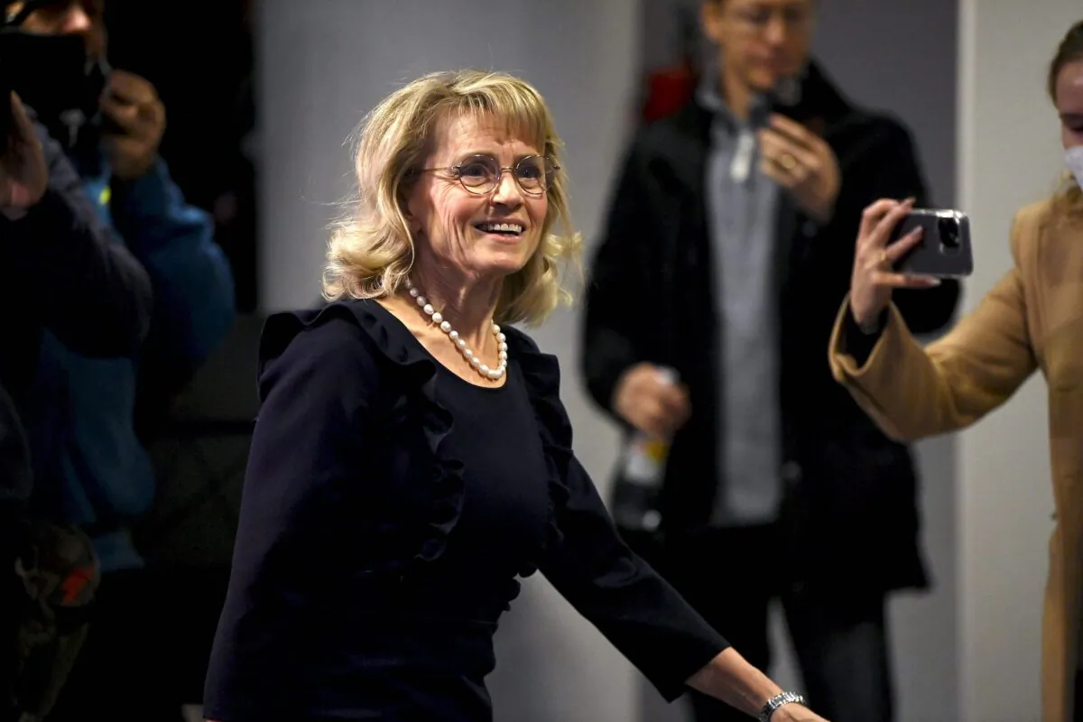 Finnish Member of Parliament Paivi Rasanen arrives to attend a court session at the Helsinki District Court in Helsinki, Finland, on Jan. 24, 2022. (Antti Aimo-Koivisto/Lehtikuva/AFP via Getty Images)