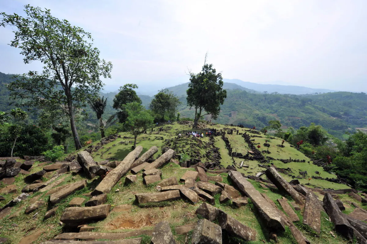 This picture taken on July 6, 2011 shows a site of Megalithic Gunung Padang in Cianjur, West Java. The site of Megalithic Gunung Padang is the largest megalithic site in South-Eastern Asia, consist of five terraces with an area of 900 square meters, located on a hill of 885 meters above sea level, in Karyamukti village about 50 kilometers from Cianjur city. (Adek Berry/AFP)