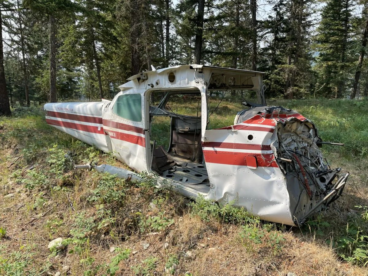 Plane wreckage thought to be a decades-old crash site in the B.C. Interior is seen in a handout photo taken north of Kamloops, B.C. (The Canadian Press/HO-Fred Carey )