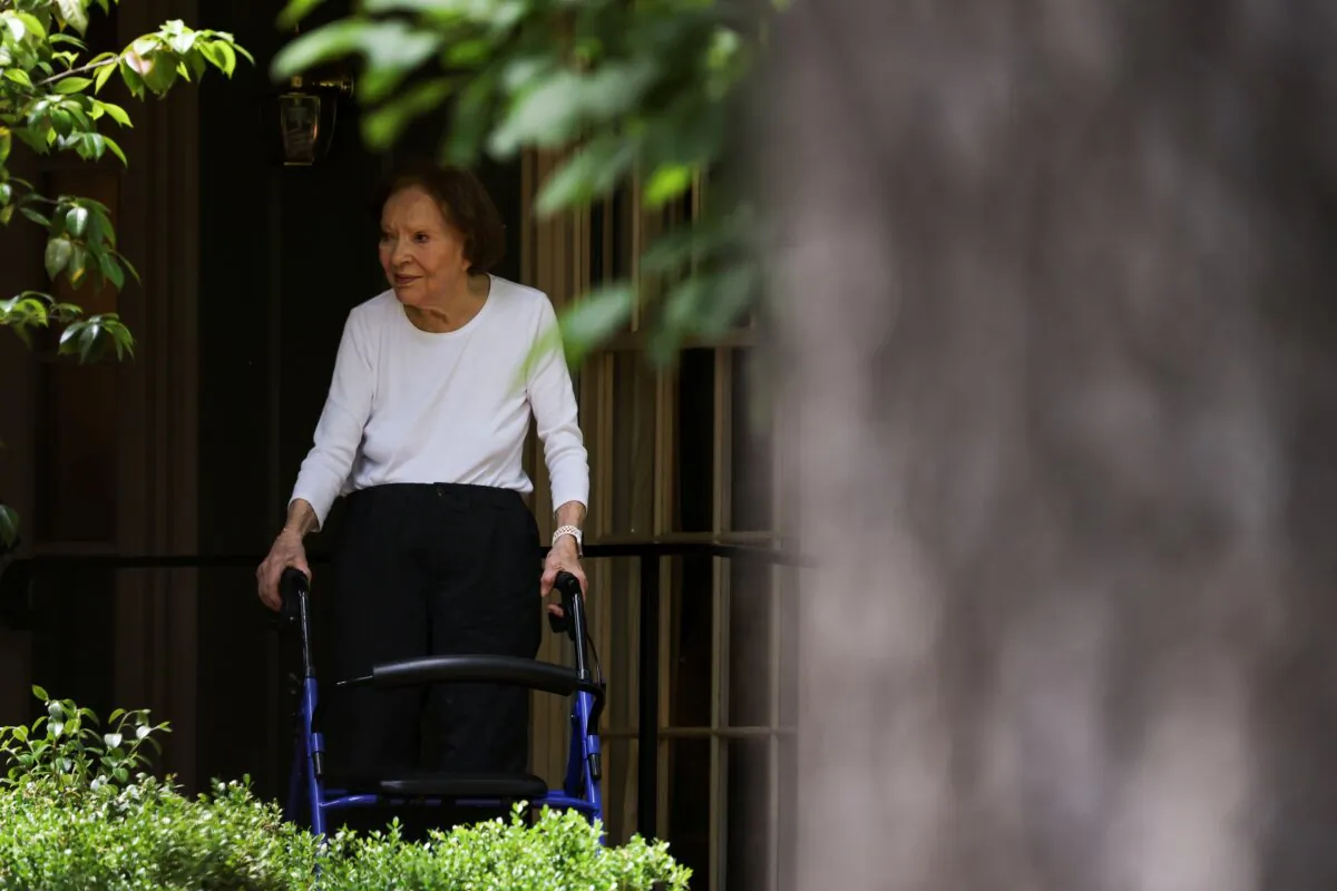 Former First Lady Rosalynn Carter outside her home in Plains, Ga., on April 29, 2021. (Evelyn Hockstein/Reuters)