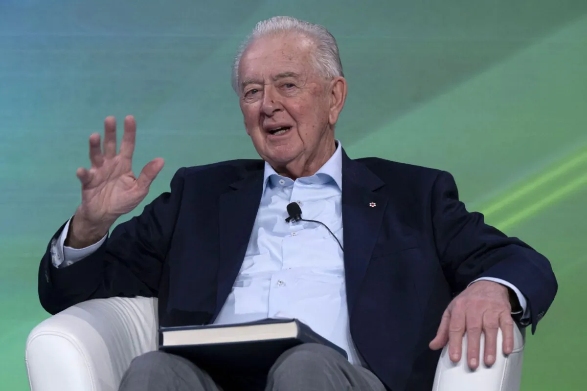 Veteran politician Preston Manning speaks at a conference about the Reform Party, which he founded and led, in Ottawa on March 22, 2023. (The Canadian Press/Adrian Wyld)